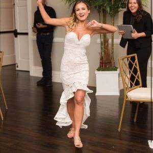 White High Low Strapless Dress